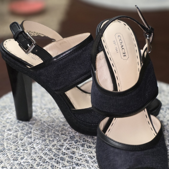 Coach Black Strappy Heels - Picture 1 of 1